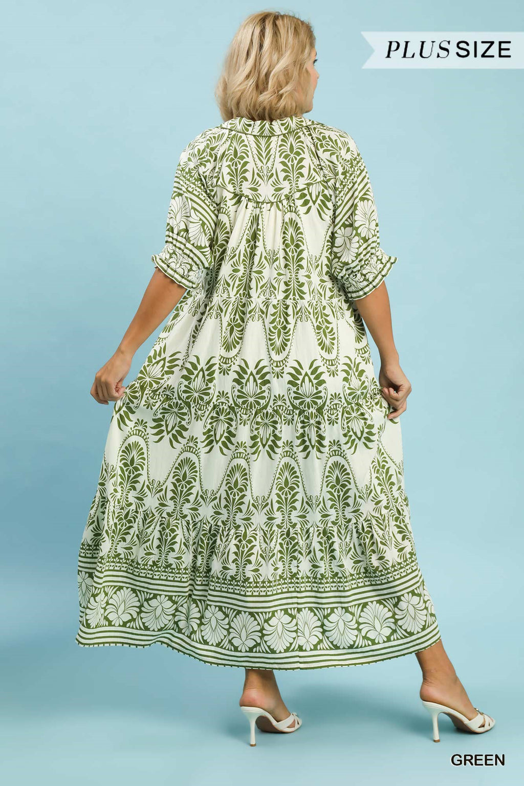 Two tone Border Print Midi Dress