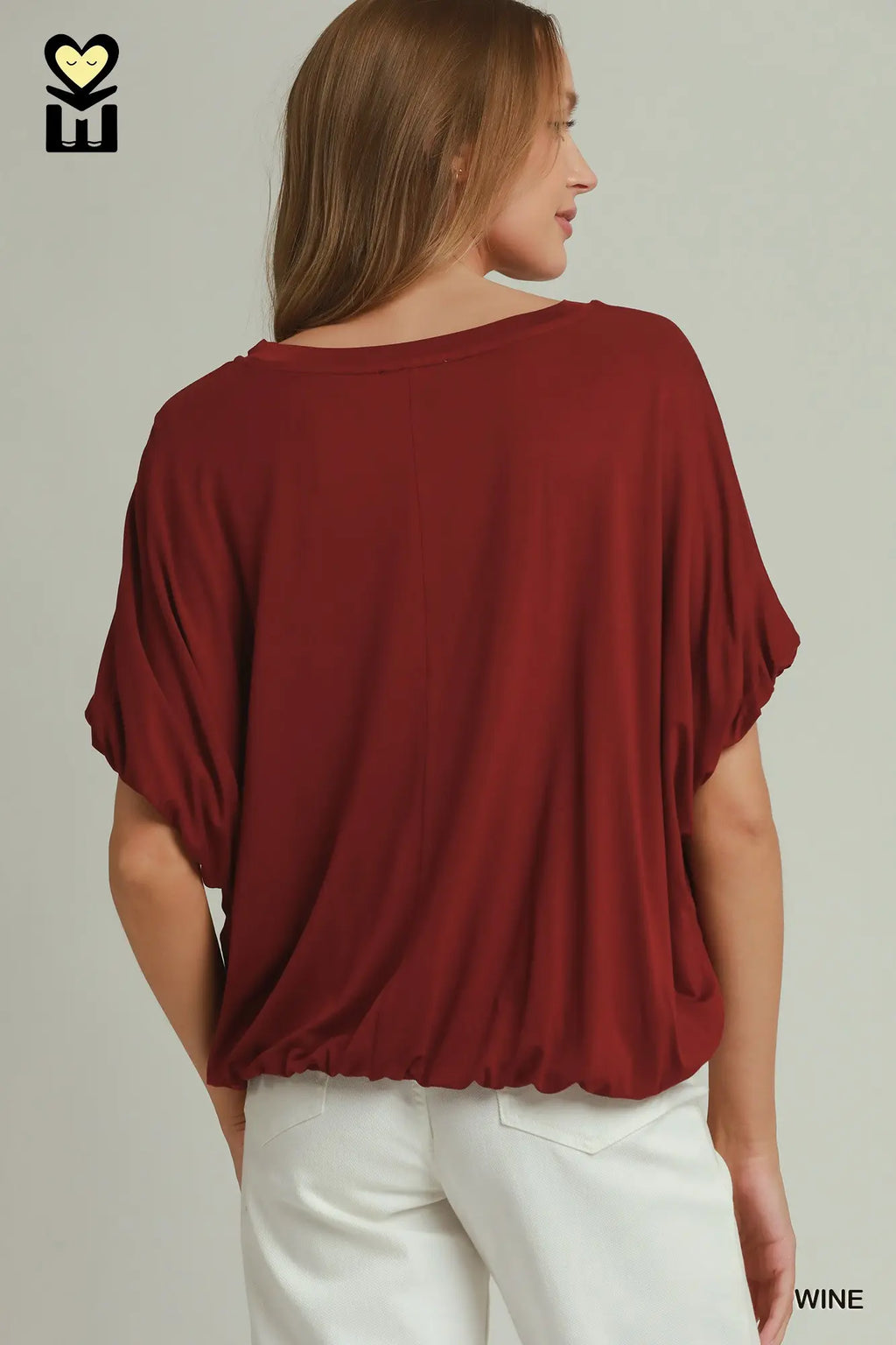 Double Lined Bubble Sleeve & Hem Top