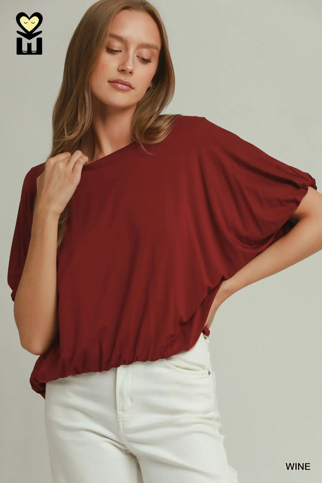 Double Lined Bubble Sleeve & Hem Top