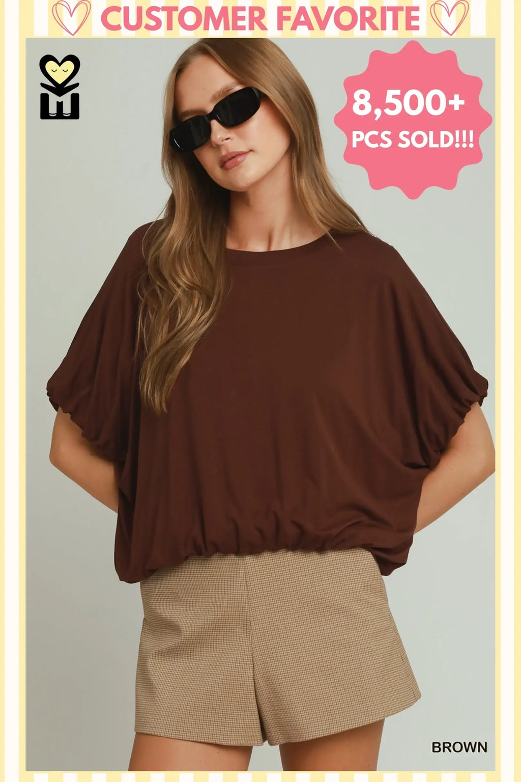 Double Lined Bubble Sleeve & Hem Top