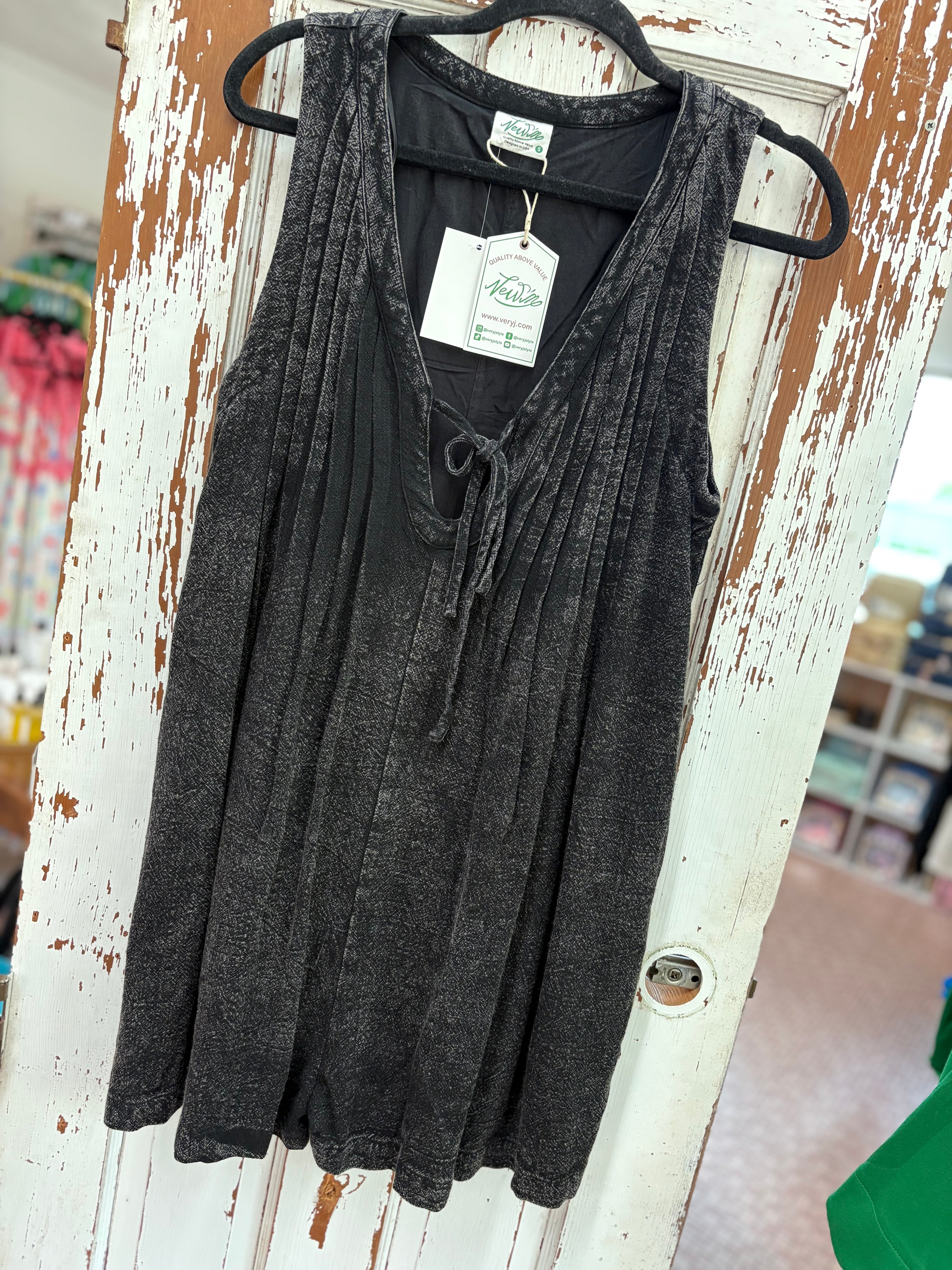 Black Mineral Wash Romper