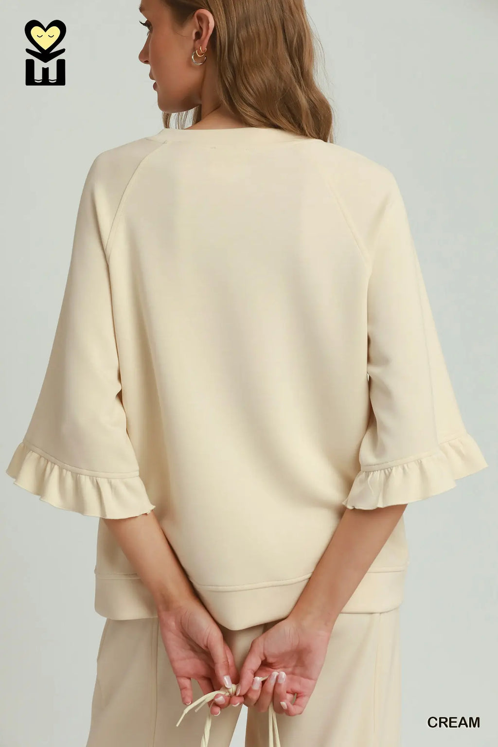Round Neck Ruffle Tier Raglan Sleeve Top and Pants Set