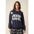 Jesus Saves Patchwork Crew Neck Sweatshirt