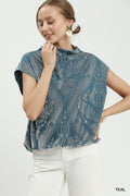 Velvet Boxy Short Sleeve Top