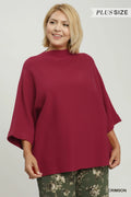 Mock Neck Dolman Sleeve Sweater Top