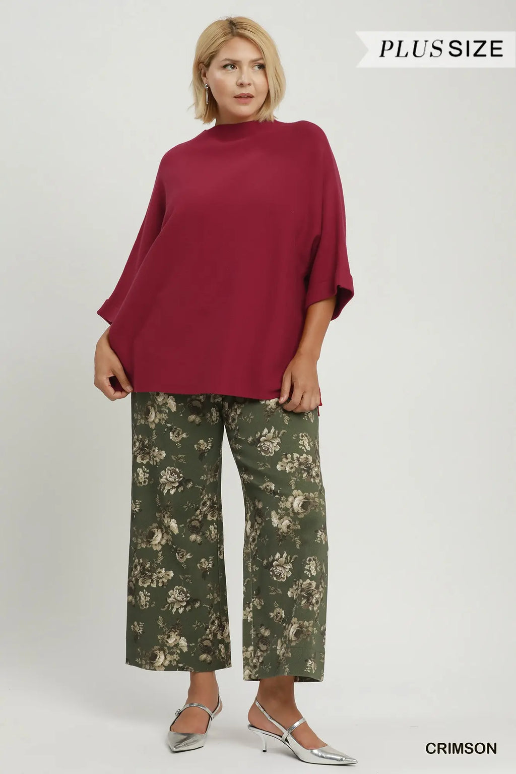 Mock Neck Dolman Sleeve Sweater Top