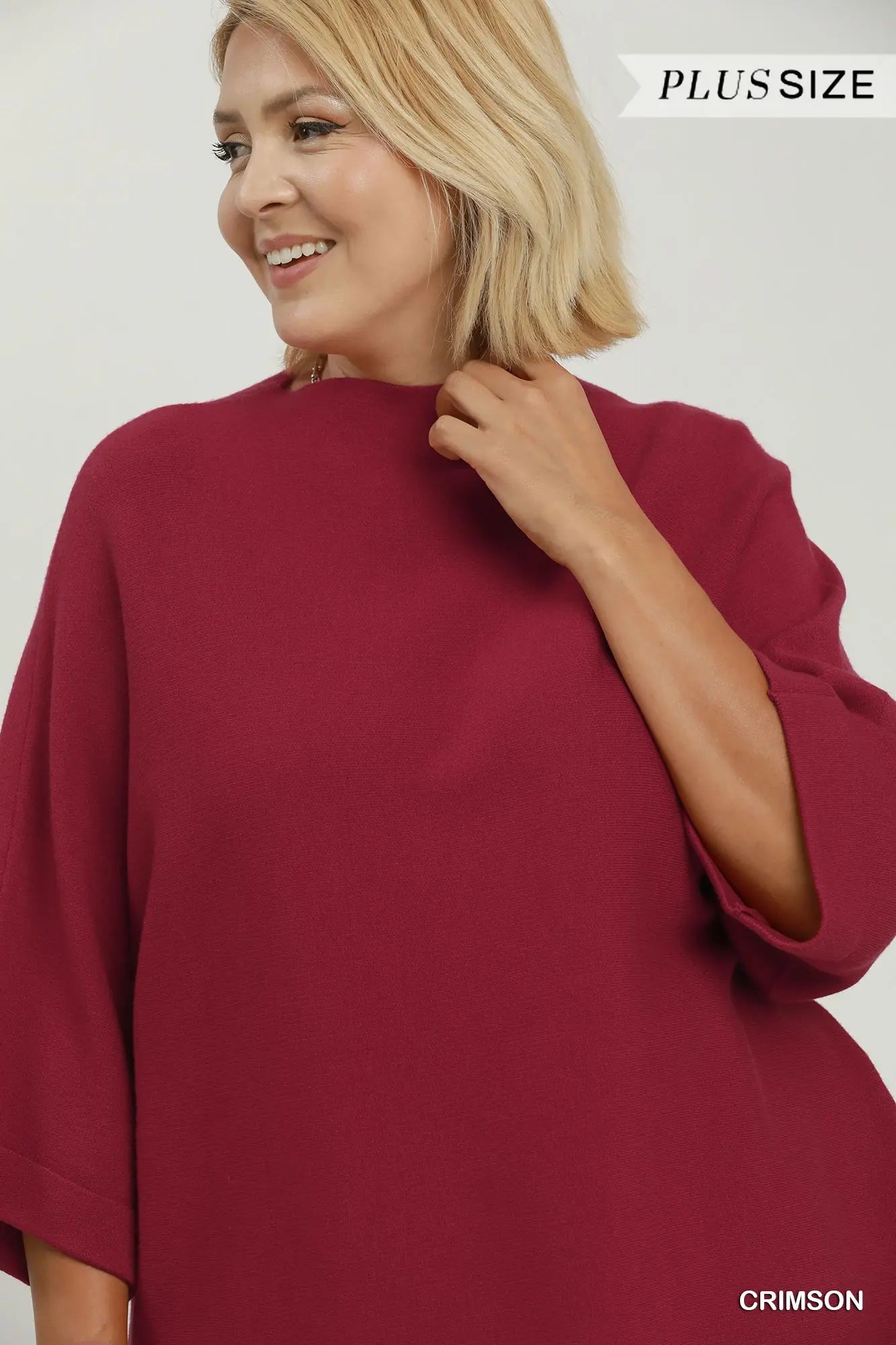 Mock Neck Dolman Sleeve Sweater Top