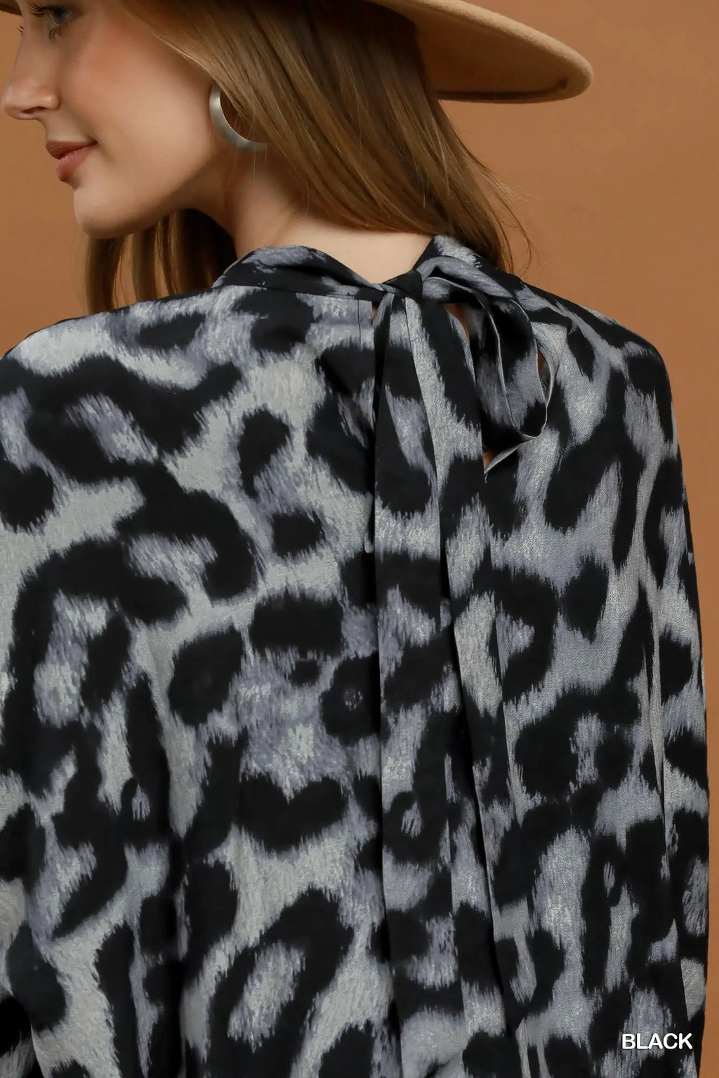 Leopard Print Mock Neck Blouse