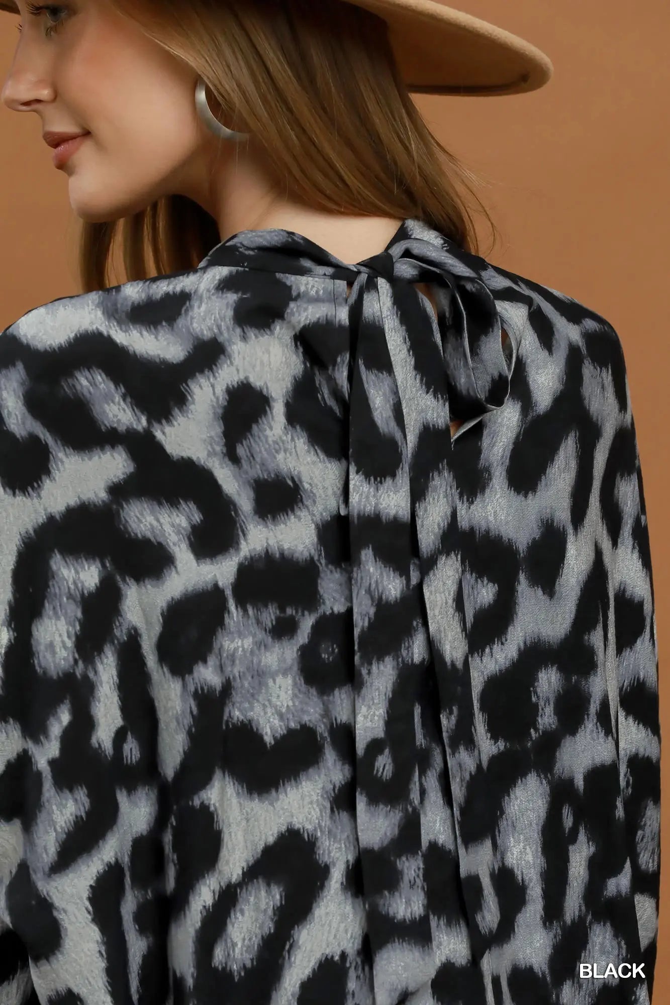 Leopard Print Mock Neck Blouse