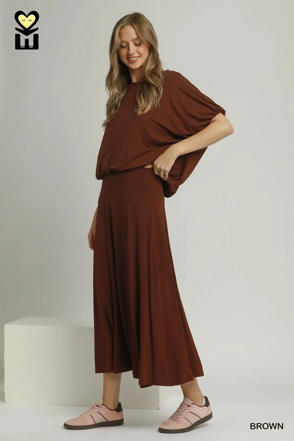 Double Lined Bubble Sleeve & Hem Top