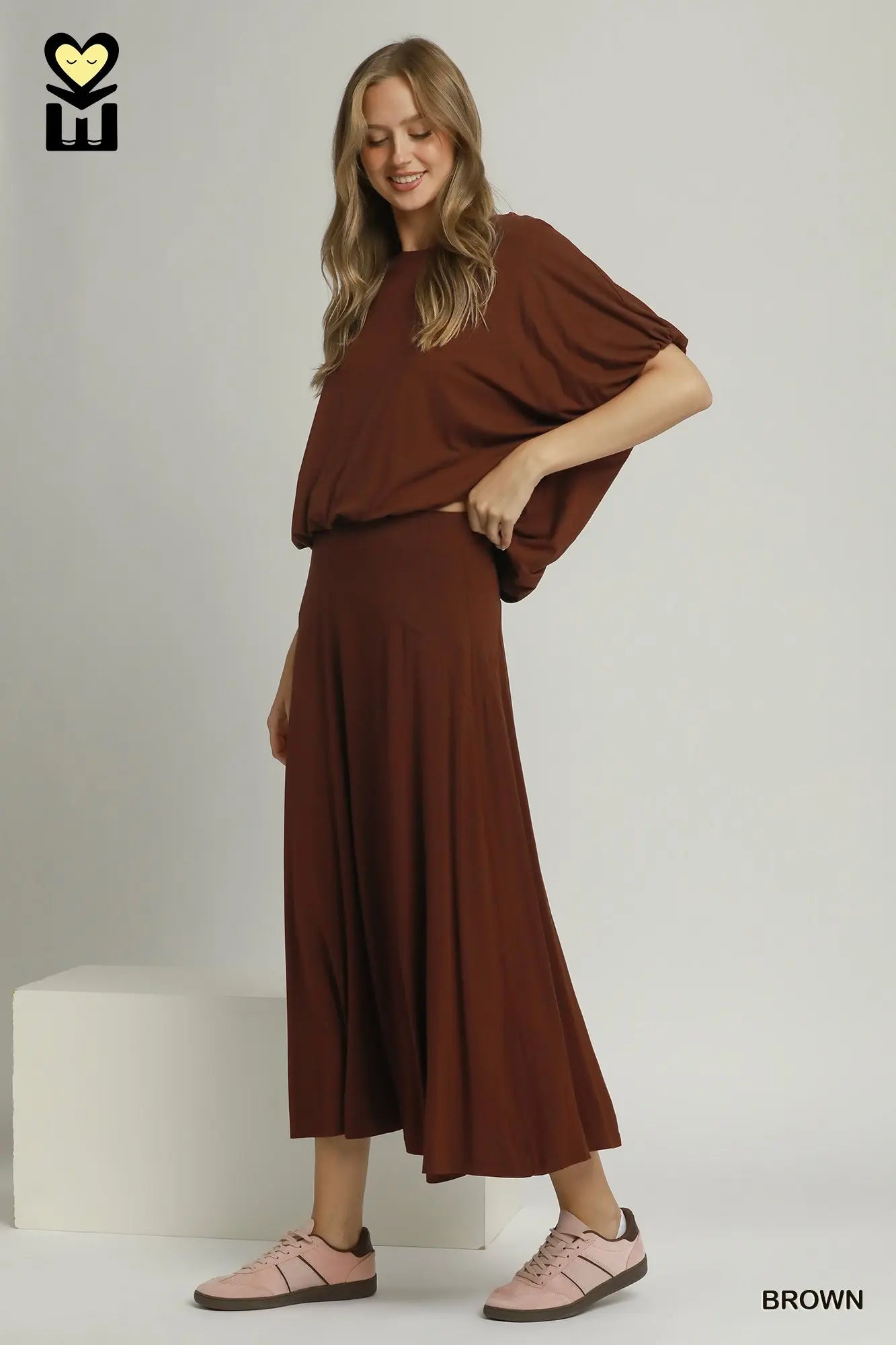 Double Lined Bubble Sleeve & Hem Top