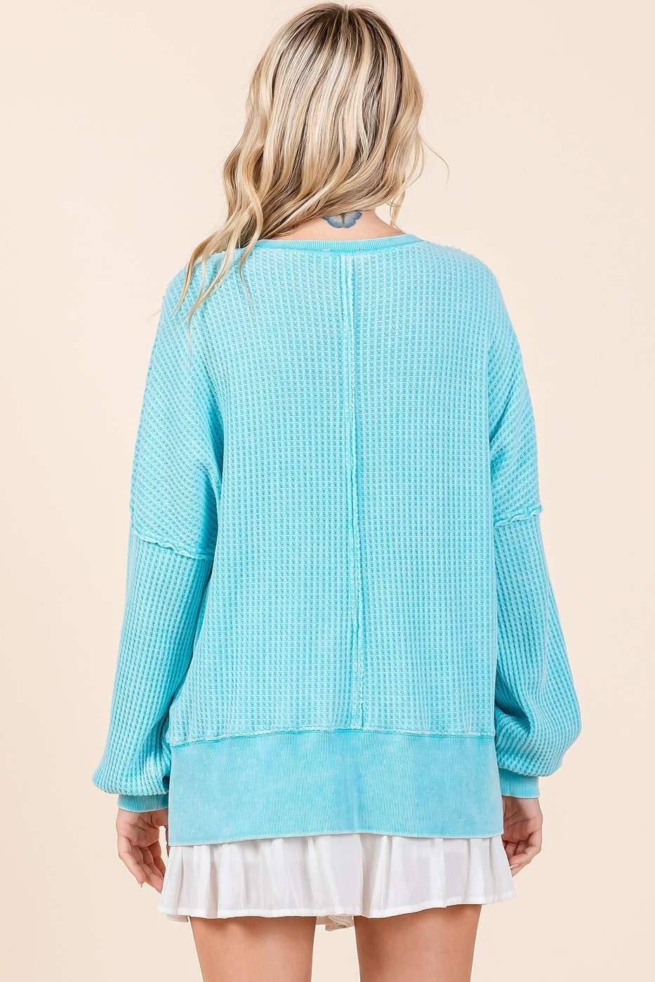 MINERAL WASH WAFFLE DOLMAN LONG SLEEVE TOP