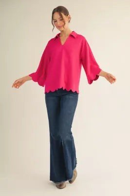 Scalloped Top With Collar