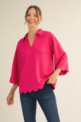 Scalloped Top With Collar