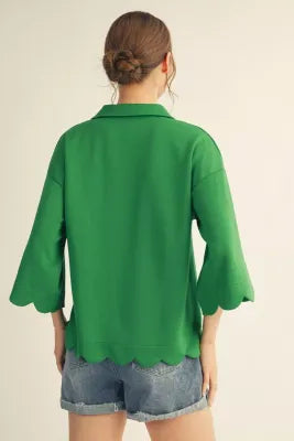 Scalloped Top With Collar