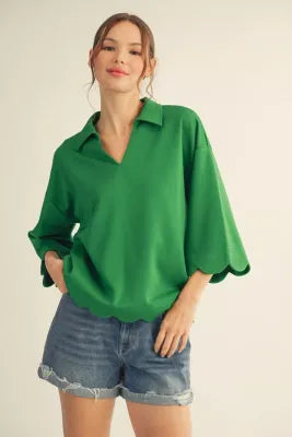 Scalloped Top With Collar