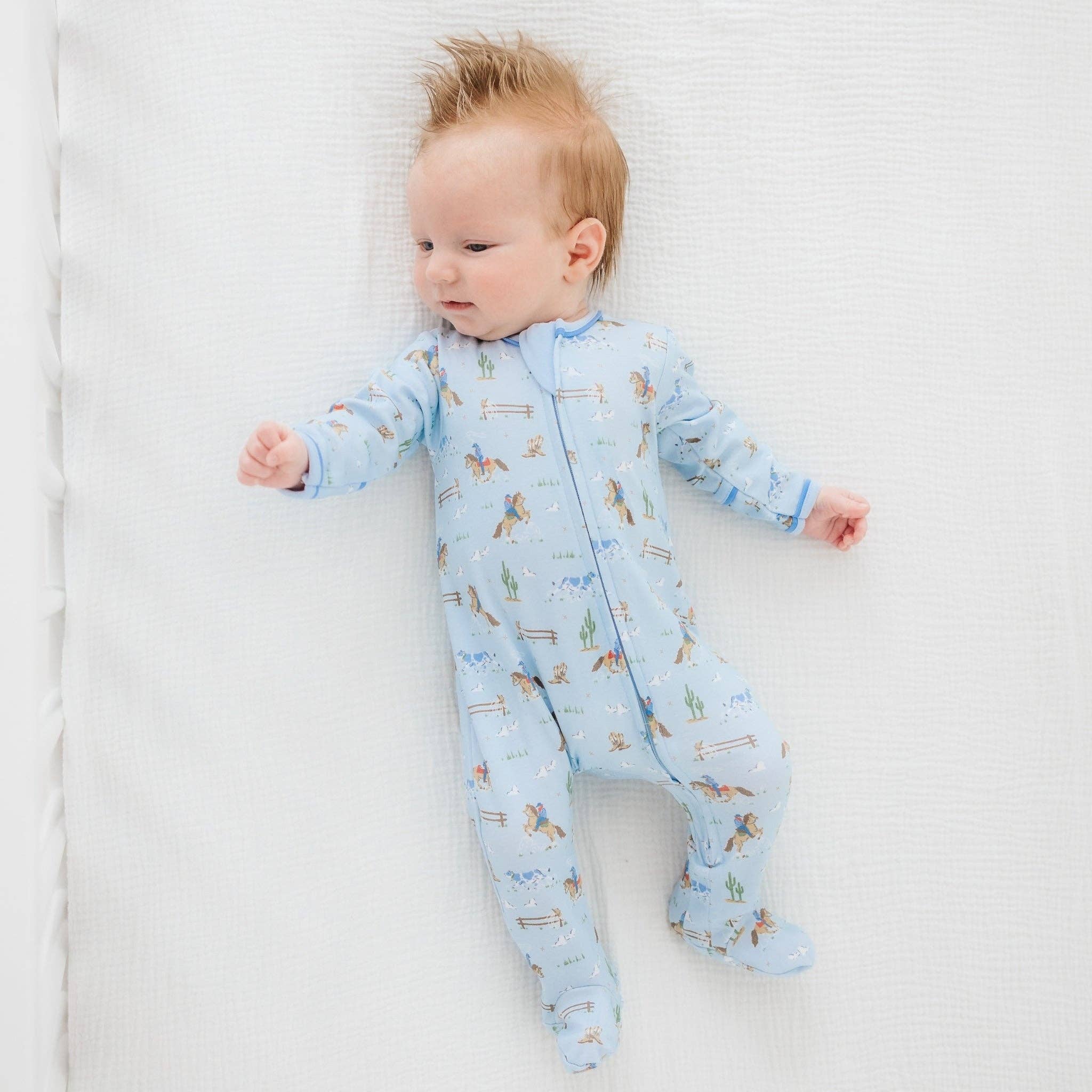 Little Wranglers Zip Footie - Sky