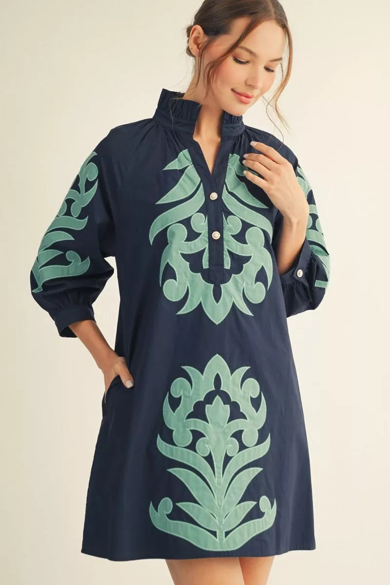Jodifl  Baroque floral applique shift dress