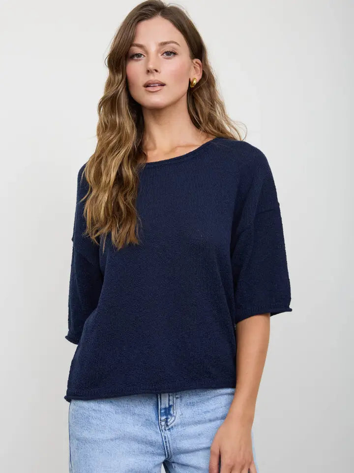 Boxy Short Sleeve Knit Sweater