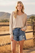 TWIST BACK RIBBED LONG SLEEVE TOP