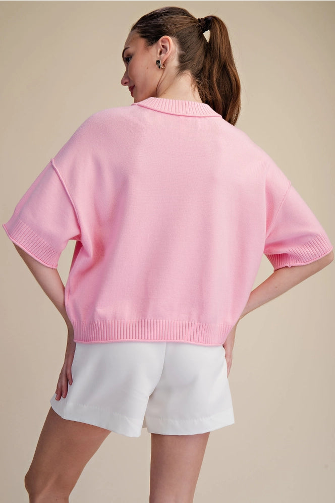 Crew-Neck Elbow-Length Sleeves Sweater