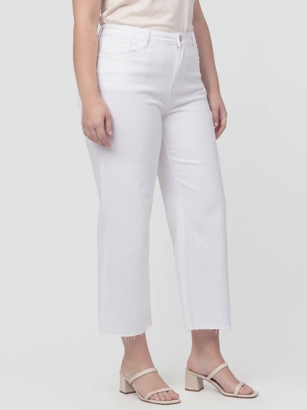 Vervet High Rise Crop Optic White Wide Leg Plus