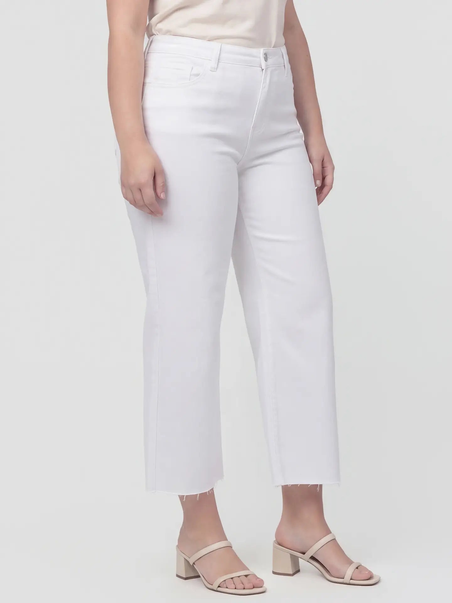 Vervet High Rise Crop Optic White Wide Leg Plus