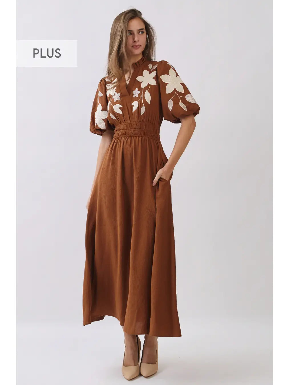Embroidered Midi Dress PLUS