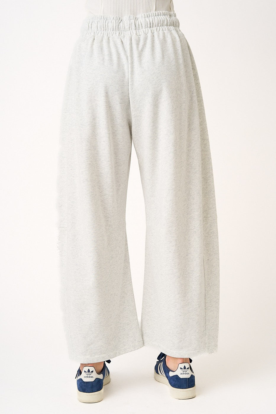 Cotton French Terry Pull-on Barrel Leg Pants