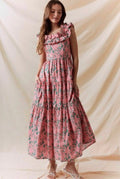 Floral Printed Ruffle Sleeve Maxi Dress