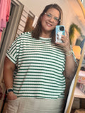Stripe Jacquard Round Neck Box Tee Plus