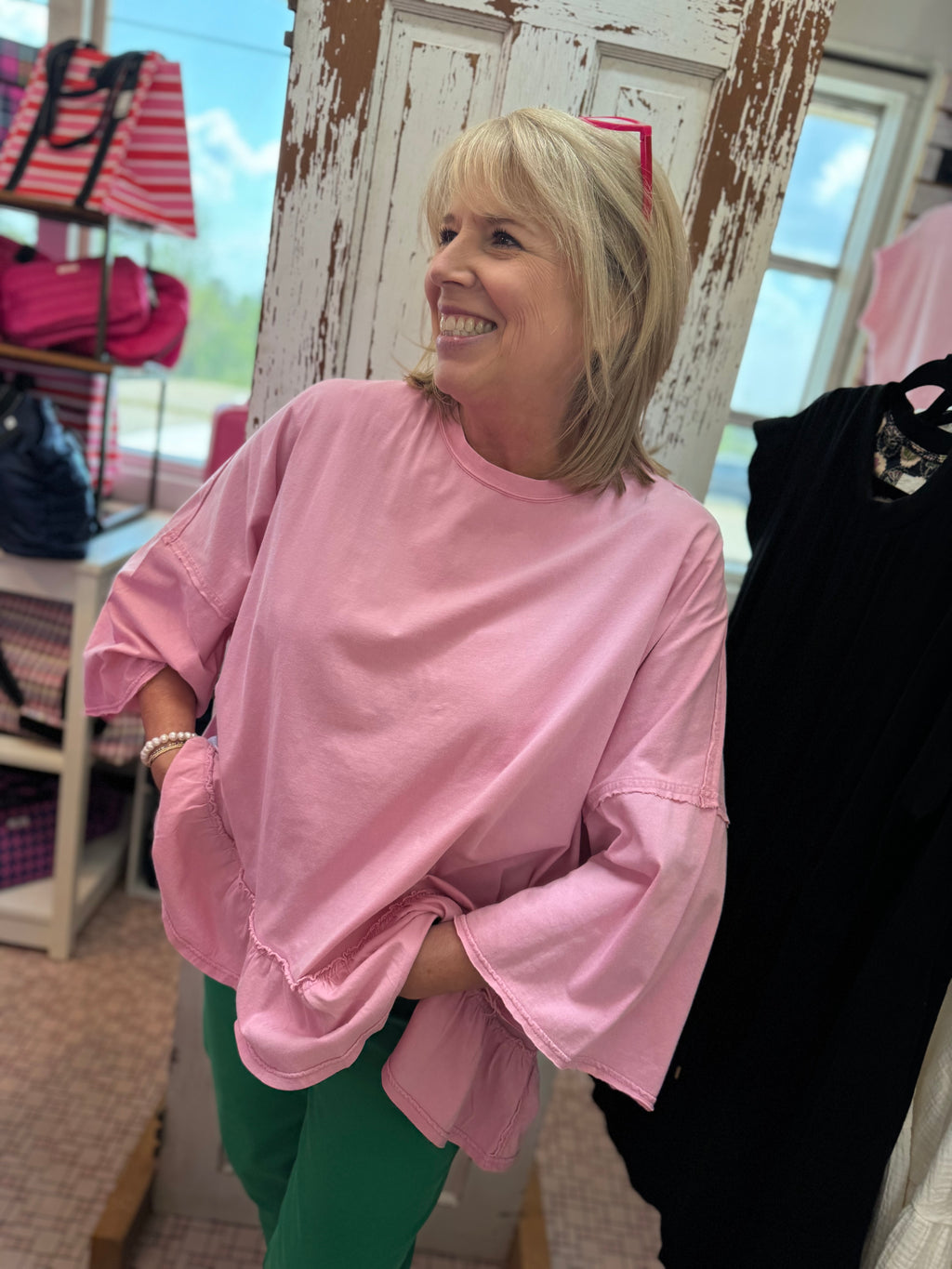 Ruffle Bottom Washed Cotton Tunic
