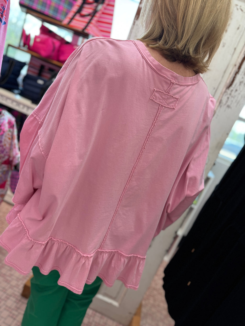Ruffle Bottom Washed Cotton Tunic