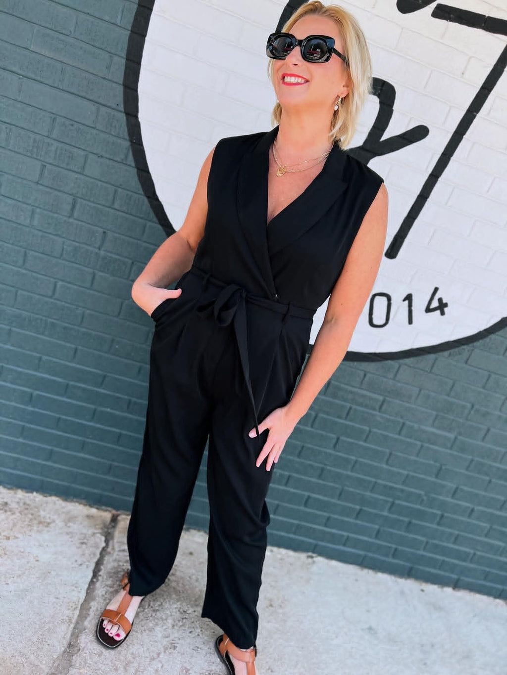 Sleeveless Blazer Jumpsuit Model