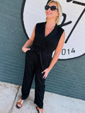 Sleeveless Blazer Jumpsuit Model