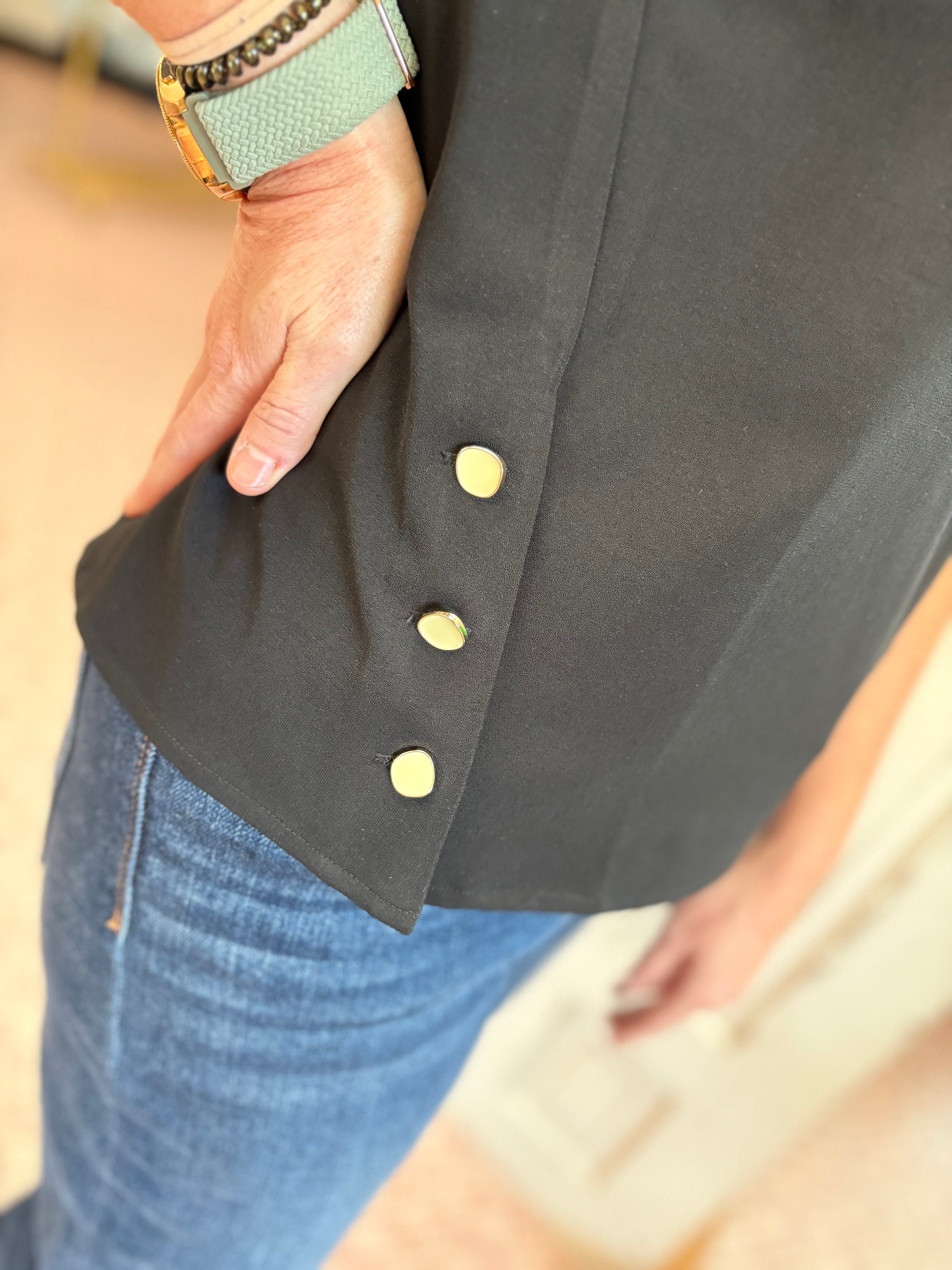 Sleeveless With Gold Buttons