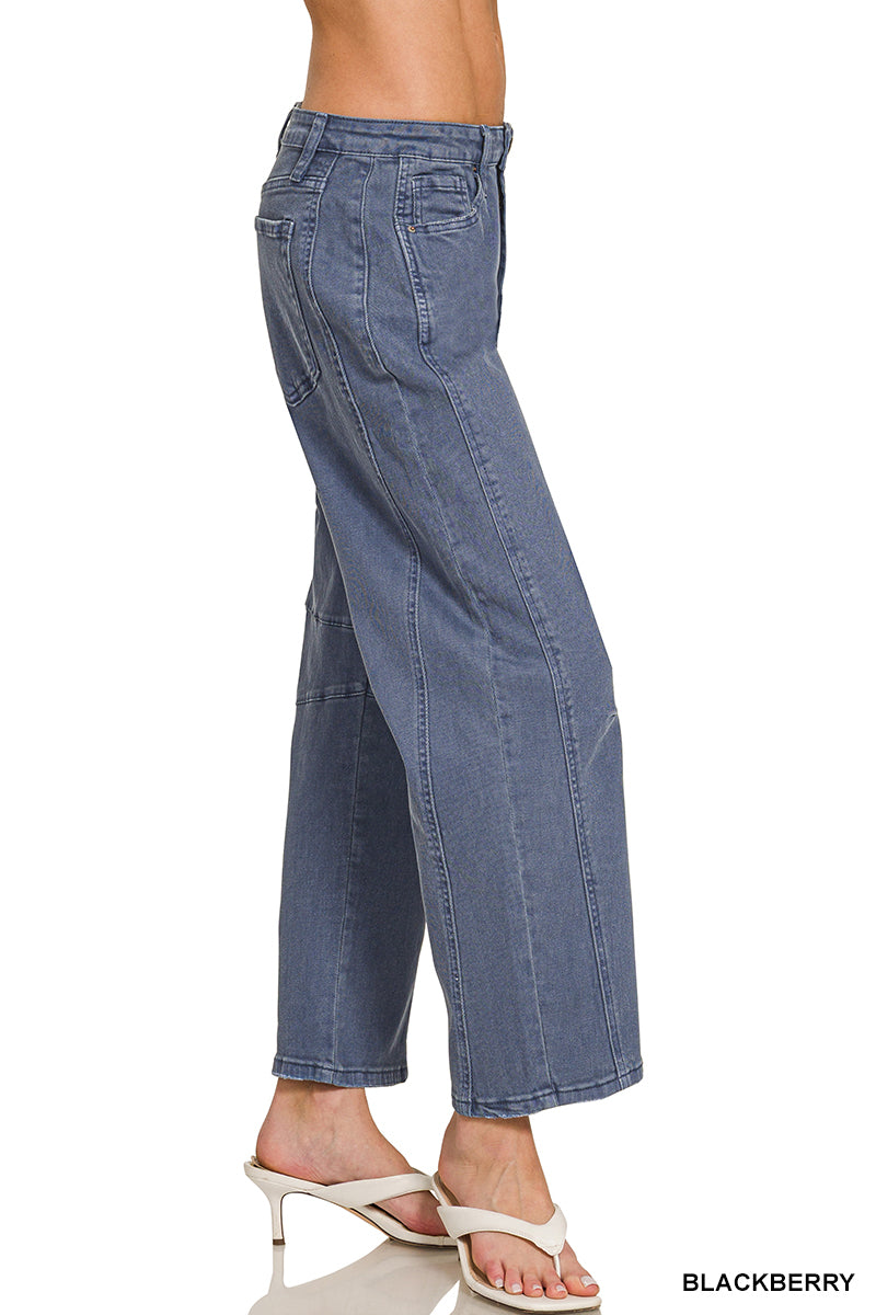 Zenana Blackberry Barrel Cropped denim