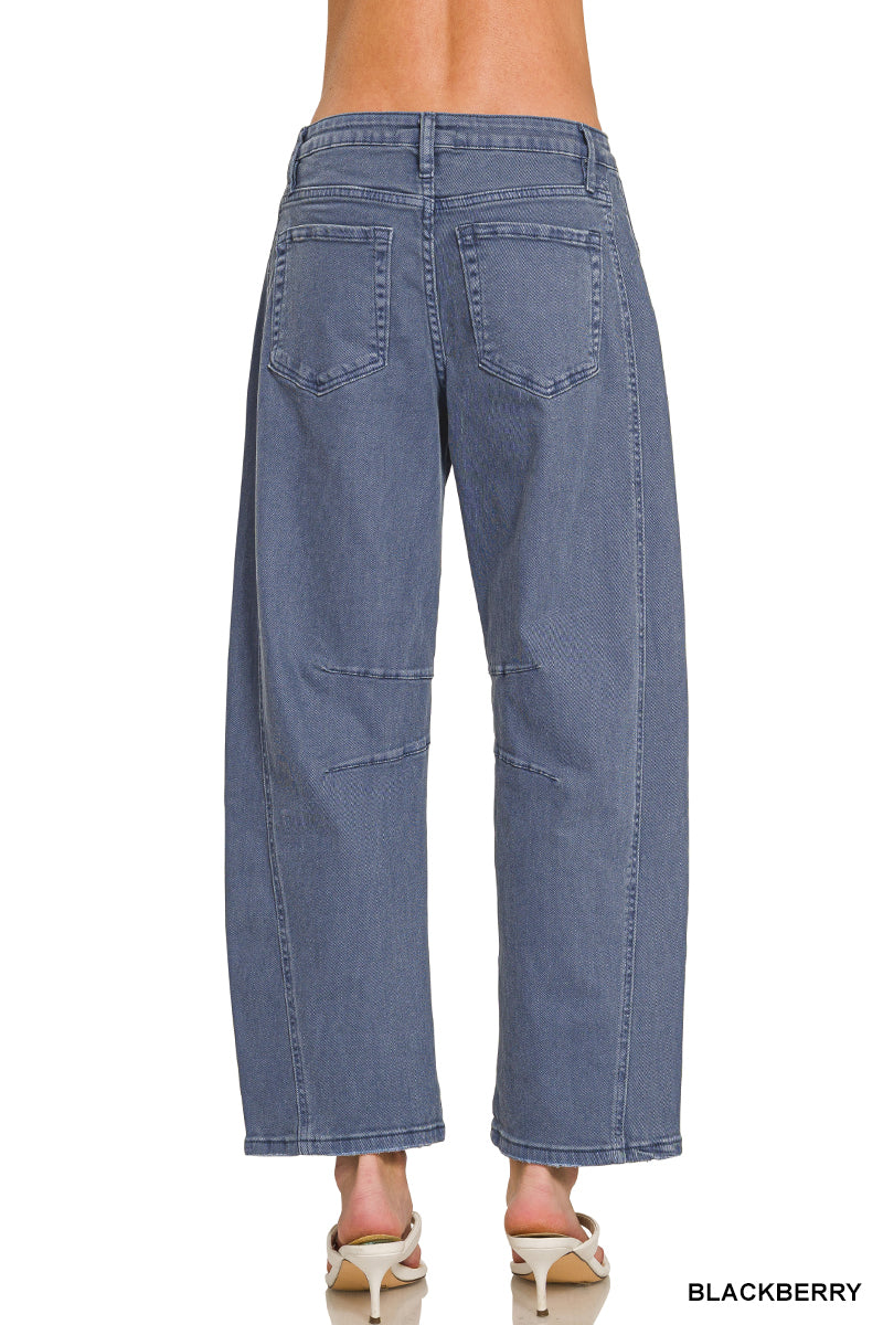 Zenana Blackberry Barrel Cropped denim