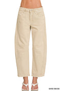 Zenana Sand Beige Barrel Denim
