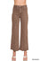 ACID WASHED FRAYED CUTOFF HEM STRAIGHT WIDE PANTS