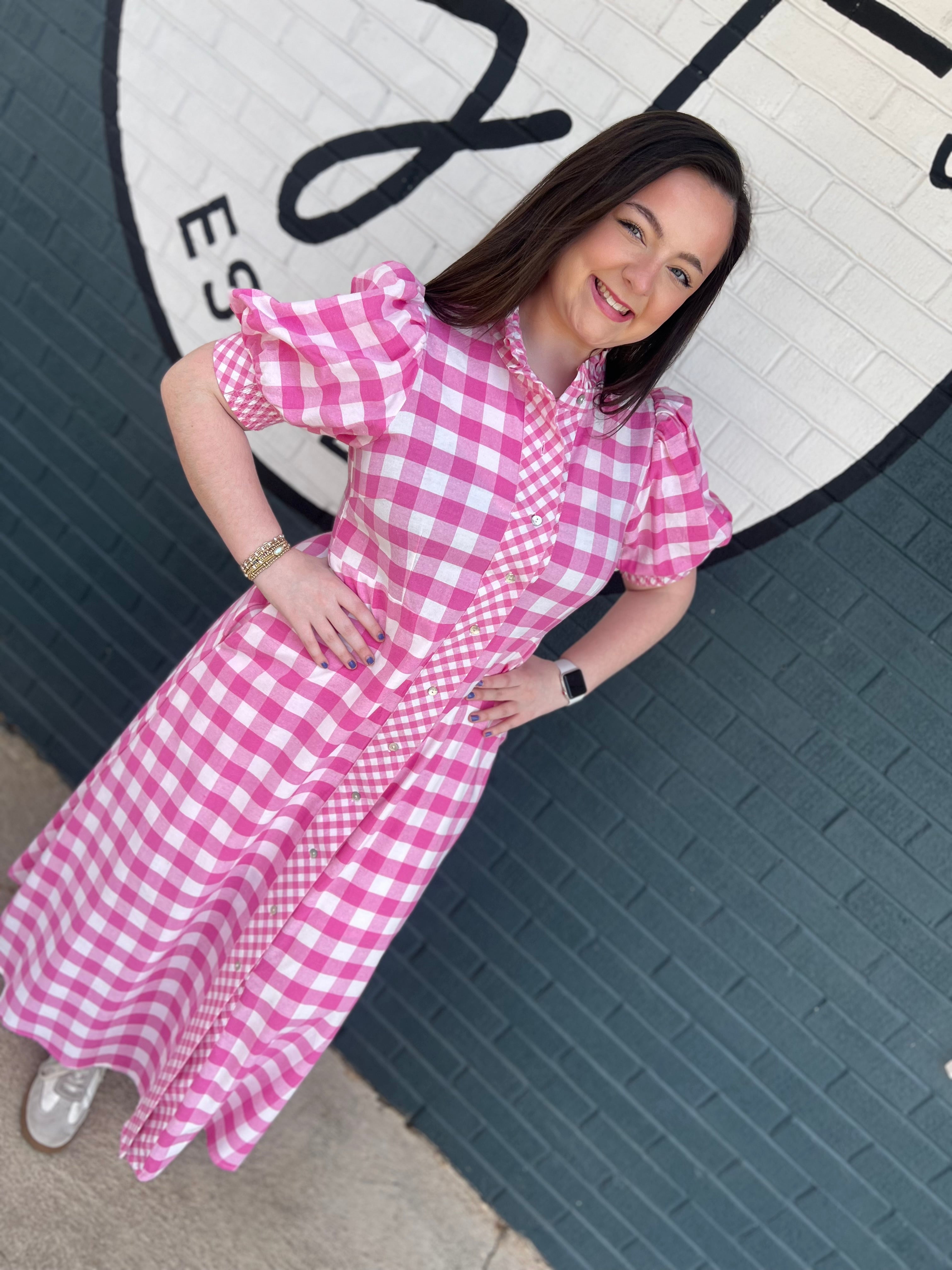 Gingham Midi Dress