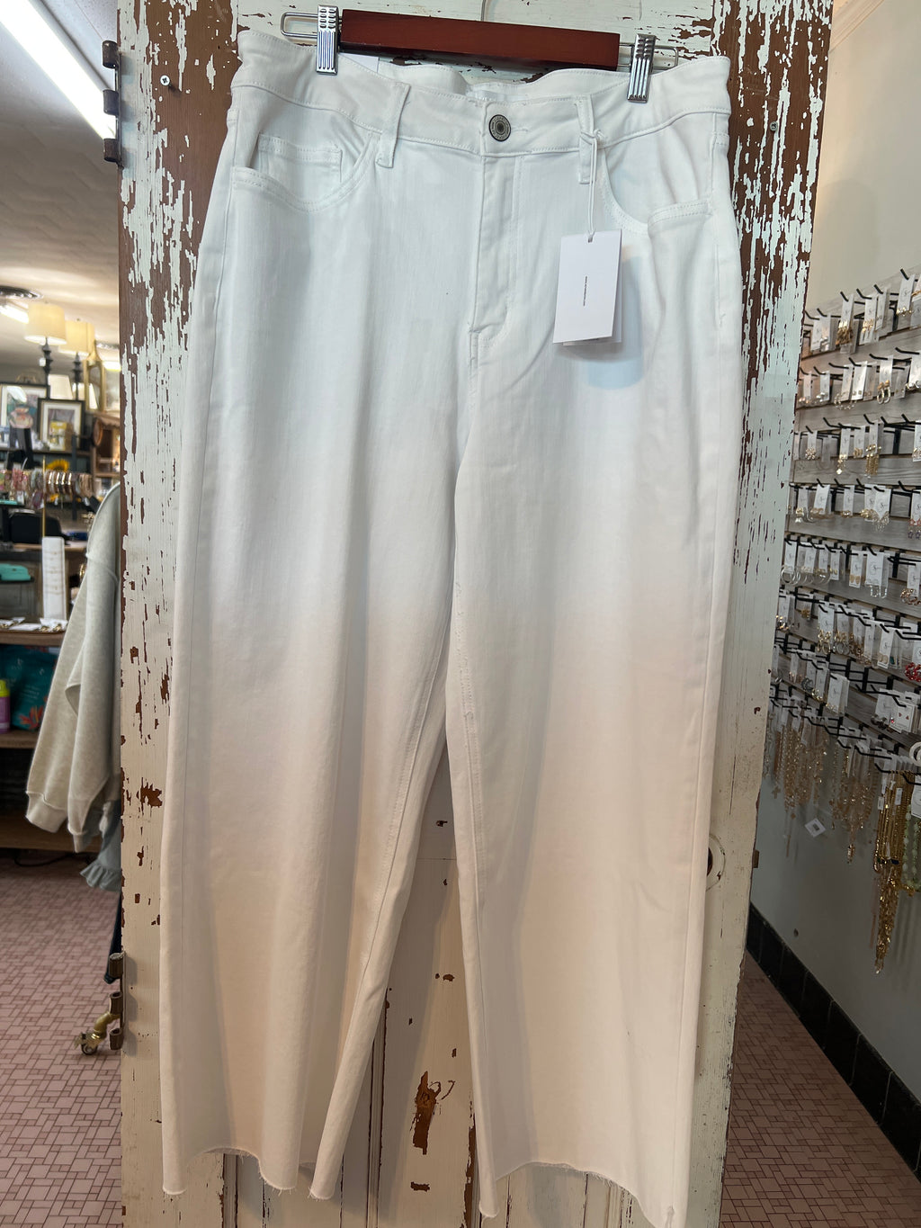 Vervet High Rise Crop White Wide Leg
