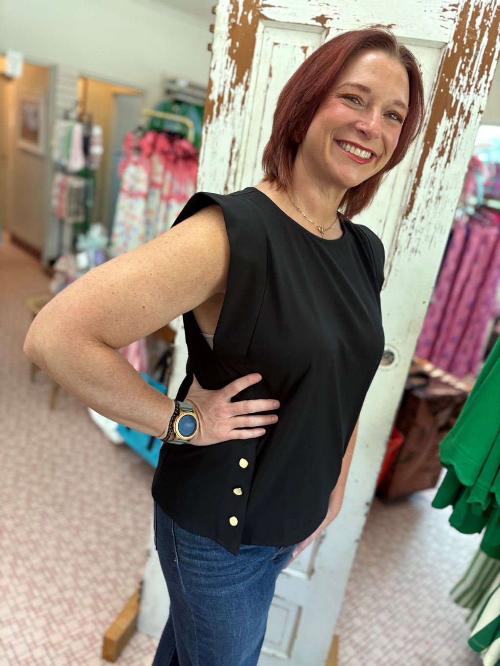 Sleeveless With Gold Buttons