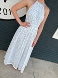 Eyelet Lace Halter Maxi Dress