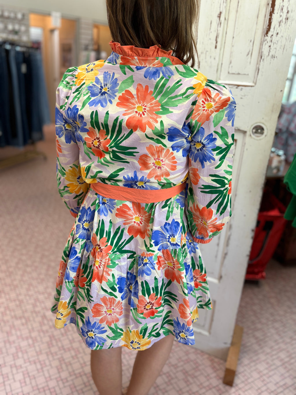 Waist Tie Floral Tiered Dressed