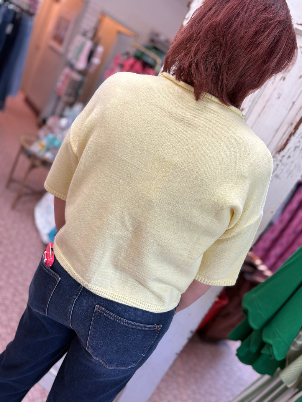 Solid Button Down Half Sleeve Cardigan top