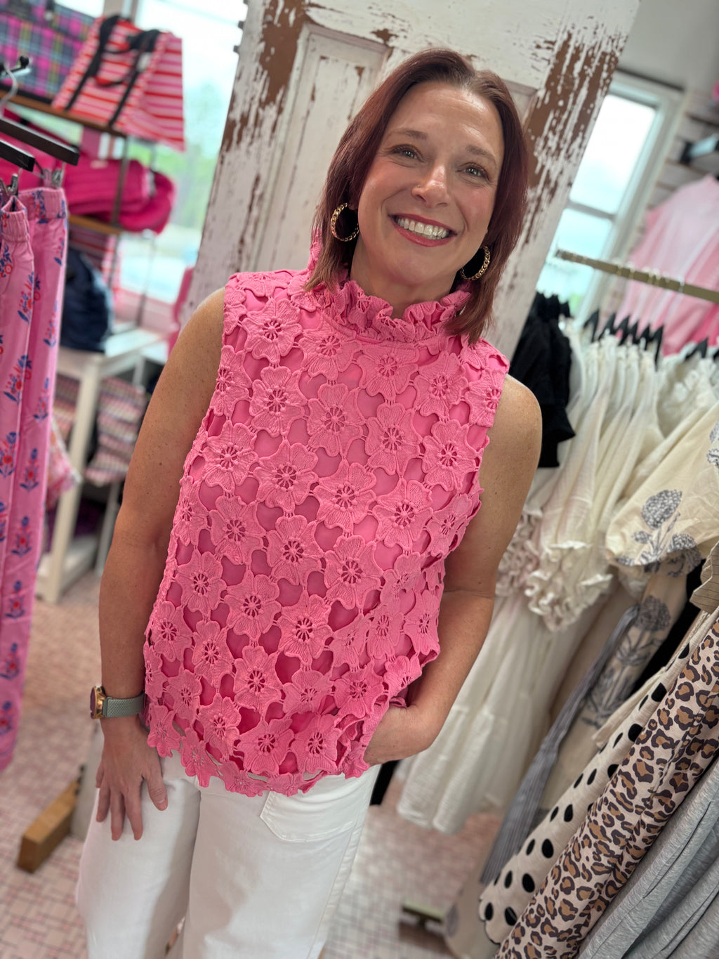 Floral Lace Sleeveless Topped