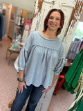 Textured Knit Washed Babydoll Top