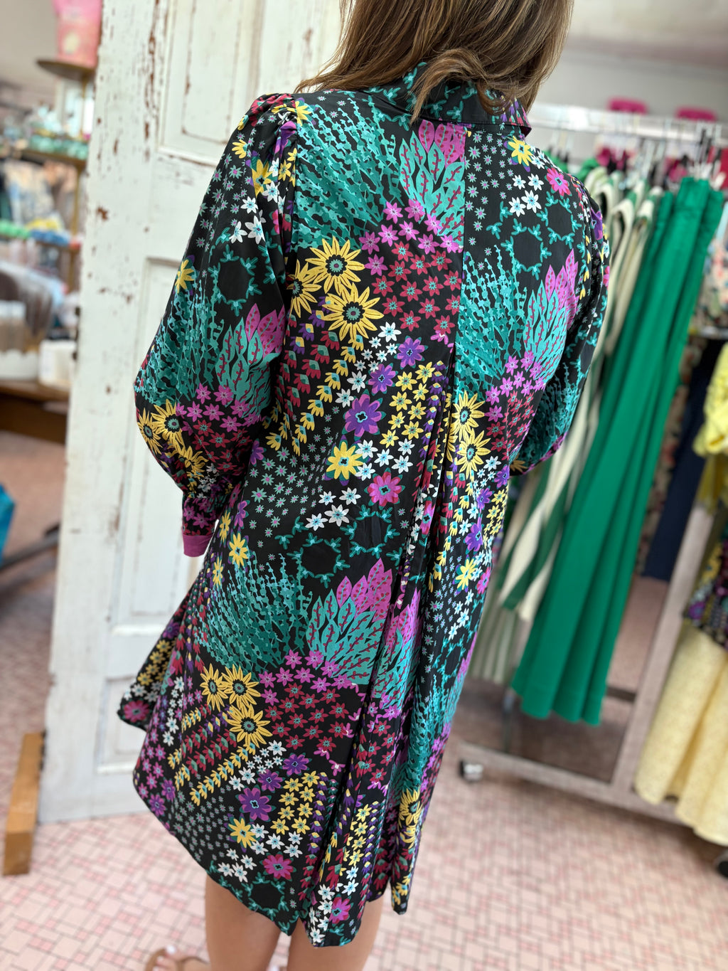 Mix Vibrant Floral Print Mini Dress