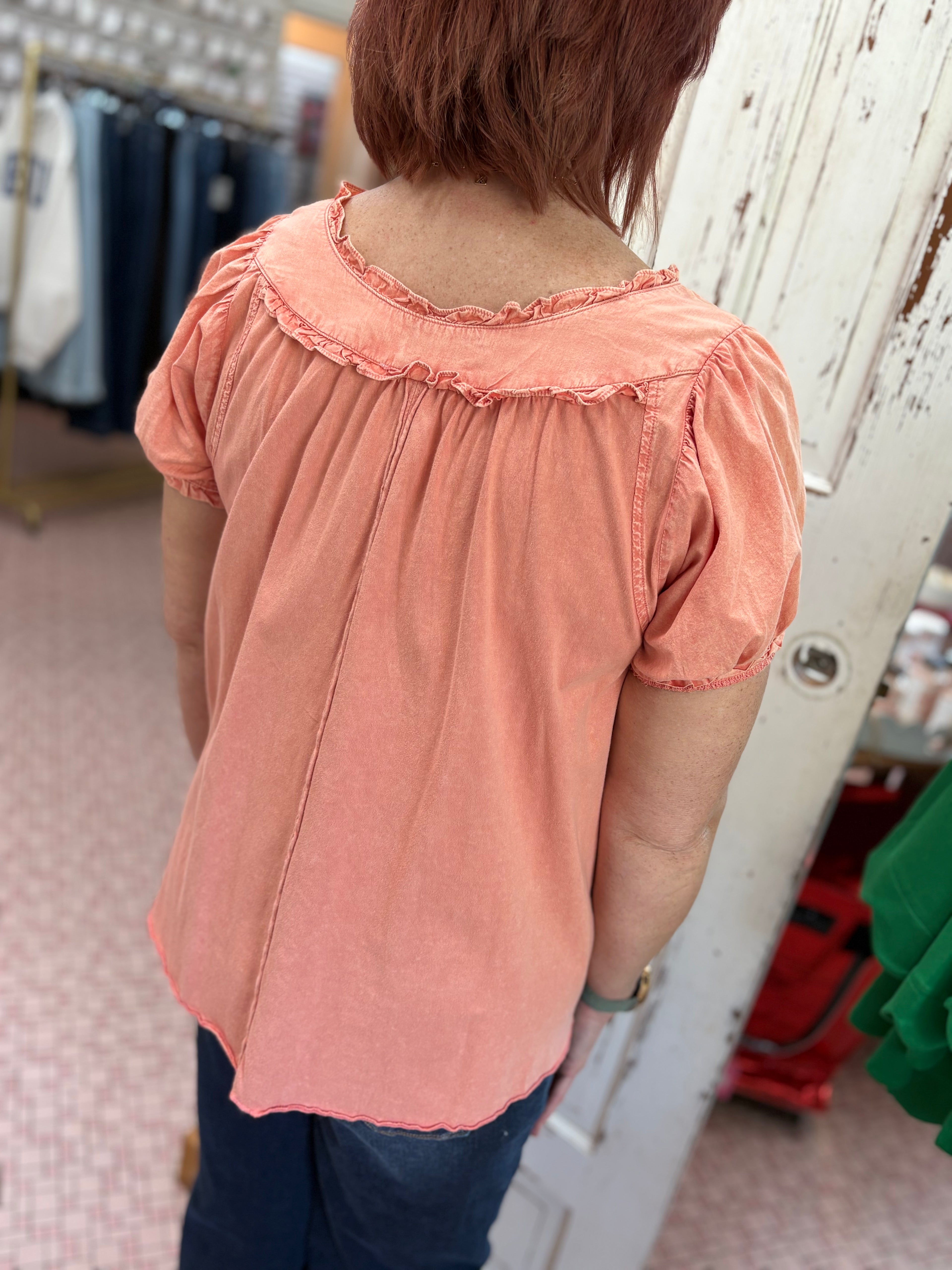 Ruffled Mineral Washed Tops